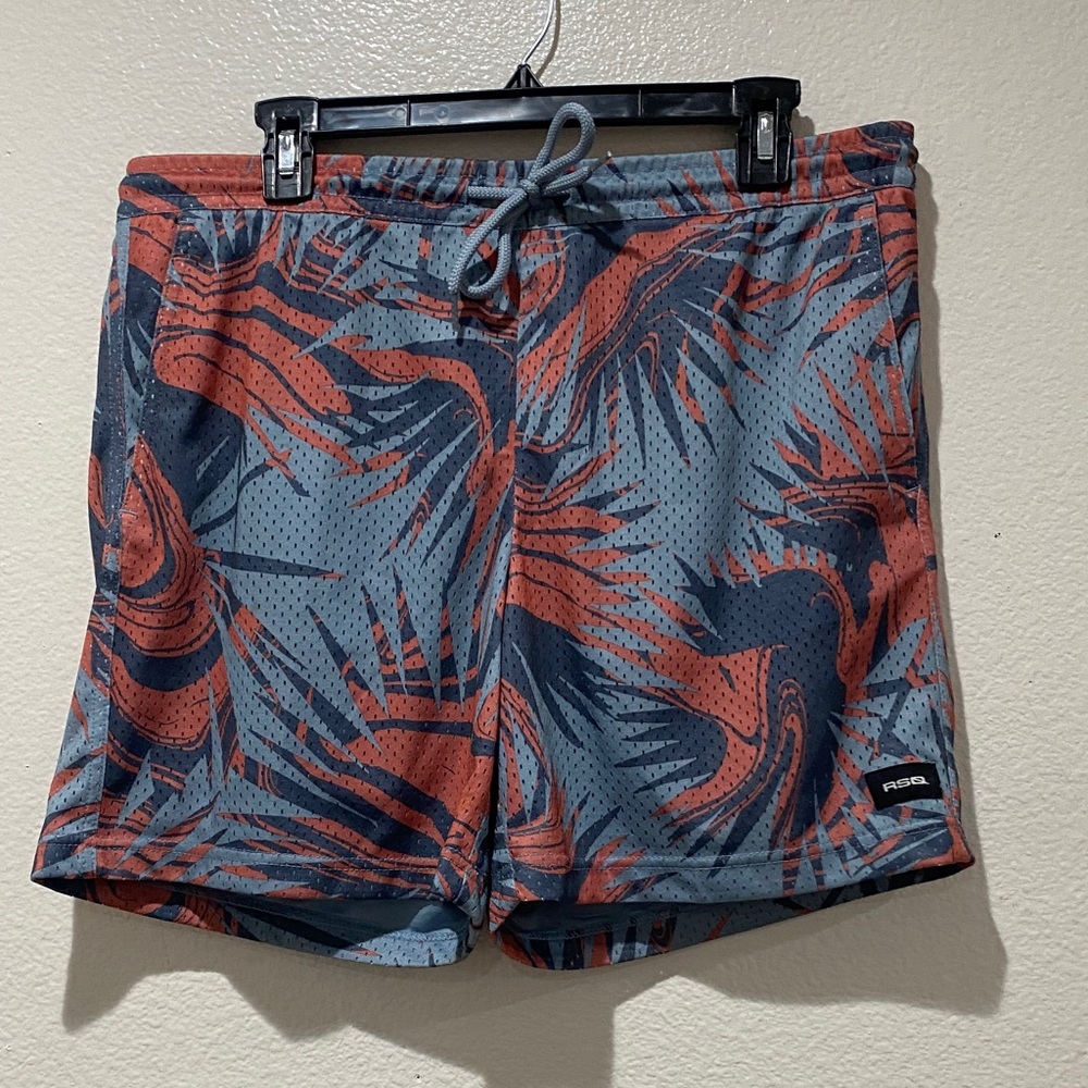 RSQ Abstract Blue and Coral Shorts. Size L